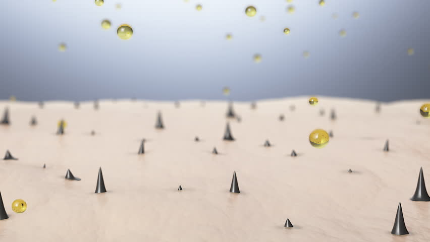 Liquid oil or serum shampoo drop to Hair root, 3d Animation of hair growth.