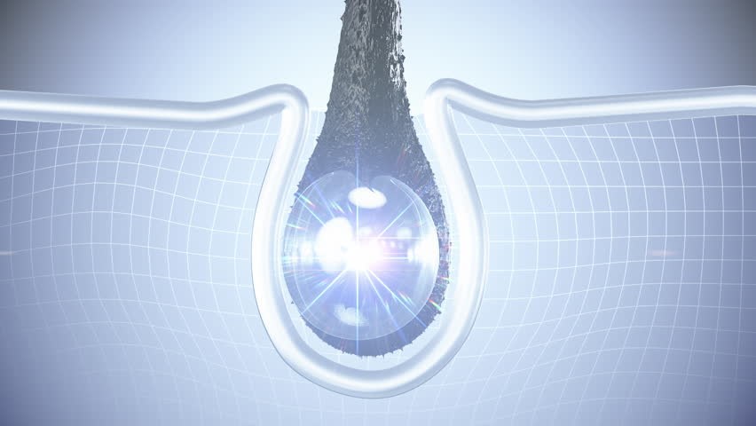 3d Animation of liquid oil or serum shampoo drop to Hair root, Repair damaged hair concept.