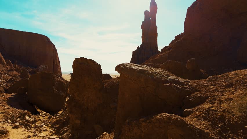 ghour de brizina el bayadh a martian landscape in the sahara in algeria with sand and rocky mountains