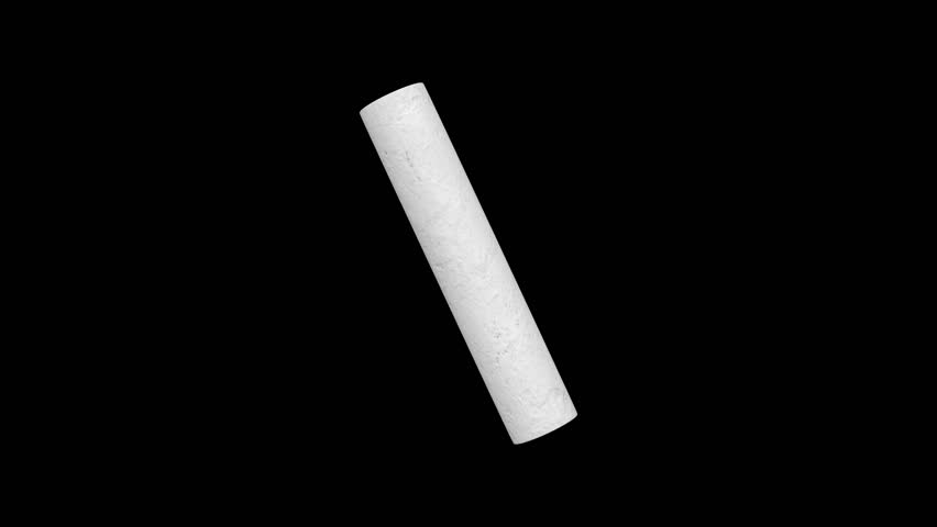 3D White Chalk Rotating on a Transparent Background. Seamless Loop. 4K