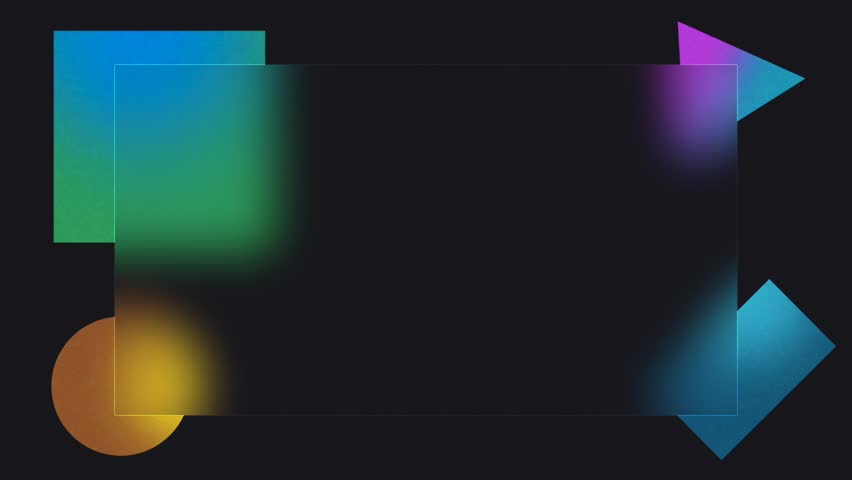 Abstract geometric shapes moving behind a frosted glass panel for text or image placement