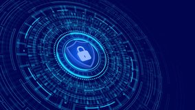 Internet personal information data protection network security background. Cyber Security. Network Cloud. Digital Lock Appearing Lines Dots Particles Protection Cyber Secure Business Technology 3d 4k - Powered by Shutterstock - Get 15% off with code: PIKWIZARD15