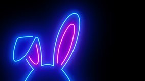 Abstract Neon Glowing Easter Egg with Rabbit, Bunny Ears, Animation on Black Background, Happy Easter - Powered by Shutterstock - Get 15% off with code: PIKWIZARD15