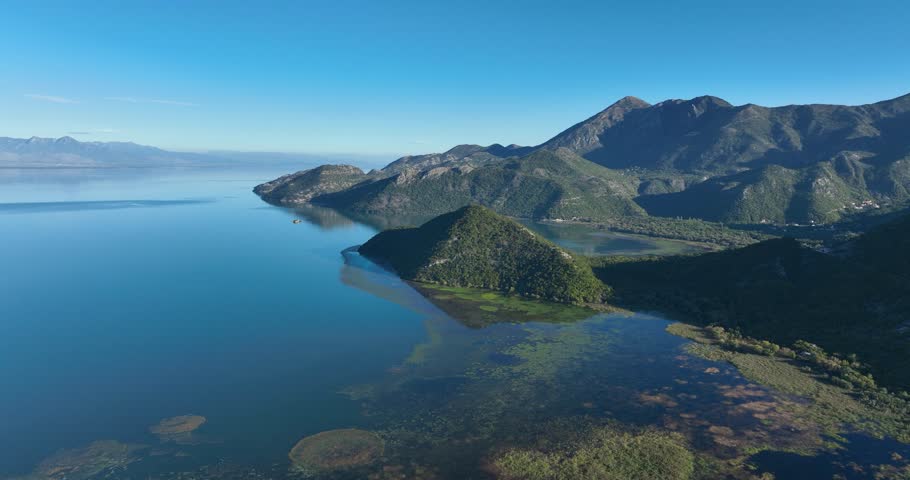 Magnificent panoramic view of Lake Skadar in the Montenegro region.
