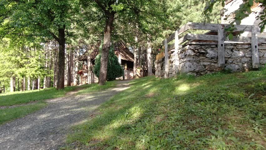 Calmn Summer Day in West Serbian Village near Mountain Zlatibor. Drone Shot