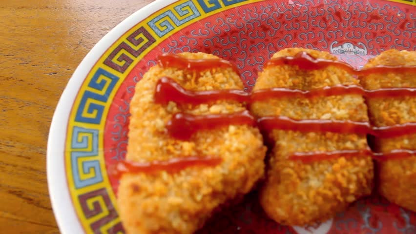 Golden Crispy Nuggets on Wooden Table – Food Promo Video