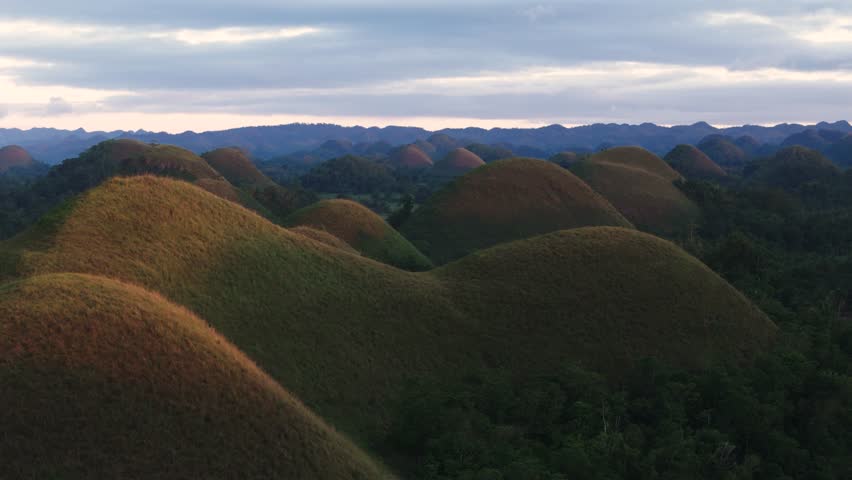 Slow fly with view of Chocolate hills