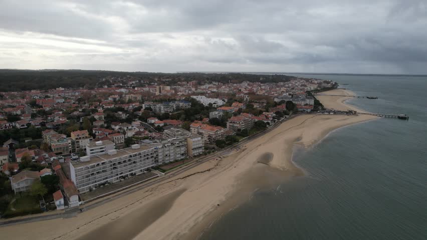 Aerial view of French coast in Arcechon