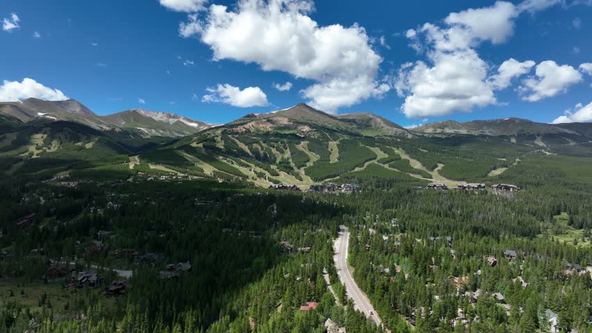 Colorado Rockies Breckenridge Mountains Summer Sunny Drone Aerial 4K