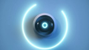 Security camera with AI recognition installed on the wall. Circles of data transmission or wireless internet connection with modern CCTV camera - Powered by Shutterstock - Get 15% off with code: PIKWIZARD15