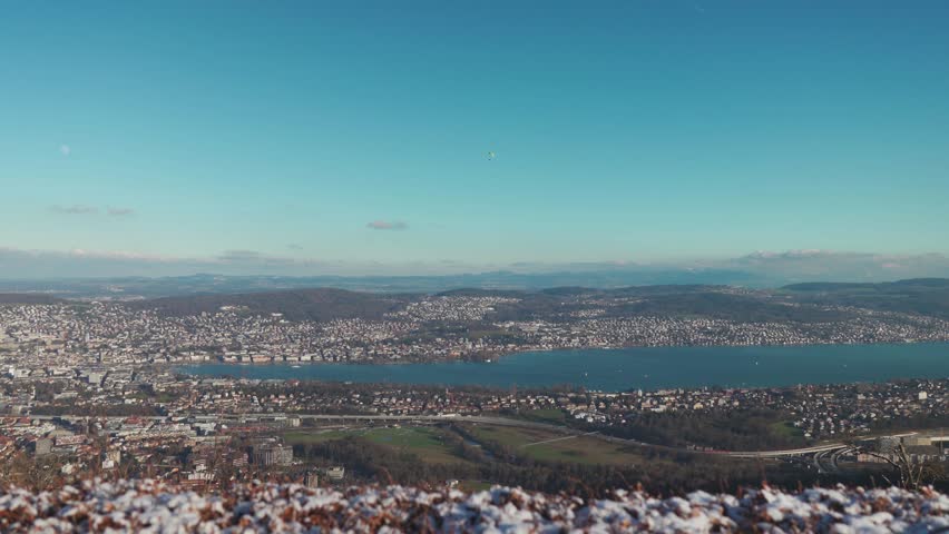 Amazing views of the Zurich city, Lake Zurich, and the surrounding from Uetliberg, also known as the top of Zurich. 