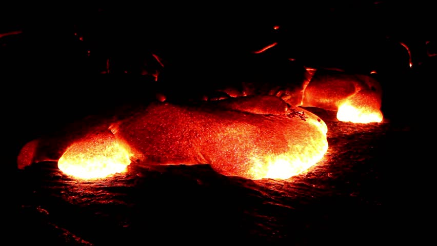 Lava flow at night, Hawaii