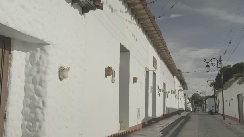 4K shot of the streets of the small colonial town La Playa de Belén in Norte de Santander. Colombia