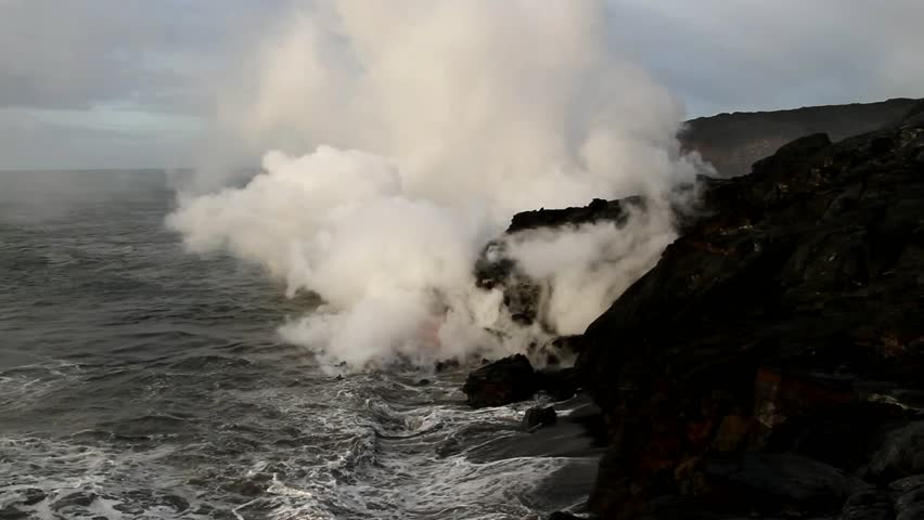 Lava flow in to the sea