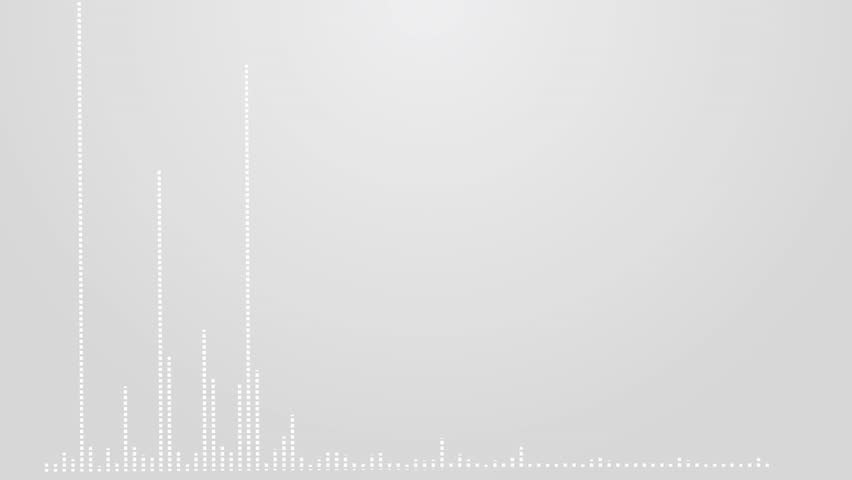Clean white Visual graphic animation of pulsating Audio track signal. Stylish musical equalizer waves background. Abstract wave motion equalizer. music line graph, White waveform spectrum 3D music 4K