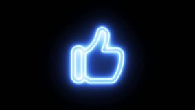 Blue neon thumbs-up icon animation with glowing tracing effect on a dark background, perfect for social media or digital content themes - Powered by Shutterstock - Get 15% off with code: PIKWIZARD15