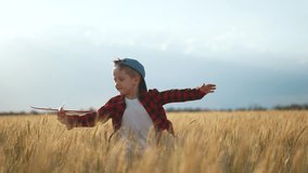 Child play outside with toy plane. Joyful kid run in nature with plane. Child imaginative play outdoors. Plane in hand child explores nature. aviator enjoying outside play. Plane dream in open air. - Powered by Shutterstock - Get 15% off with code: PIKWIZARD15
