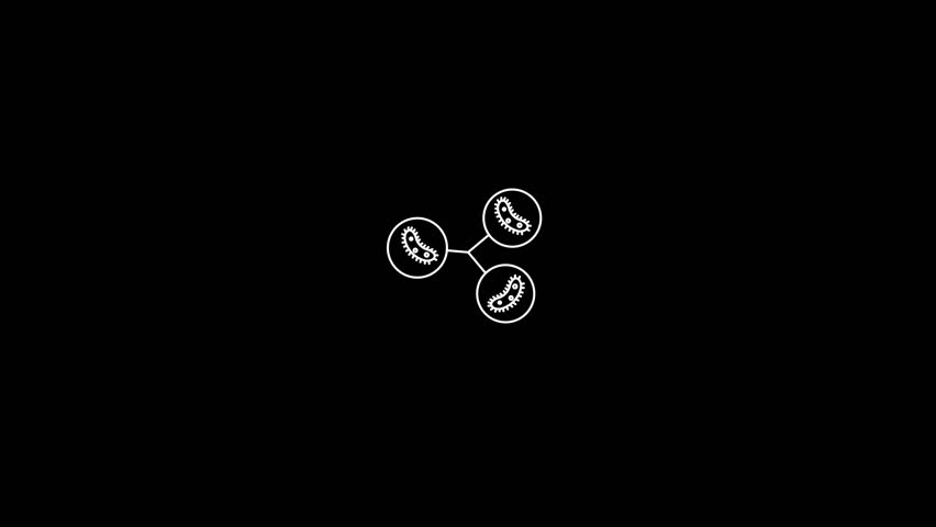 Virus Transmission icon animation, showcasing molecular structure, genetics, and microscopic elements in a medical and scientific context.
