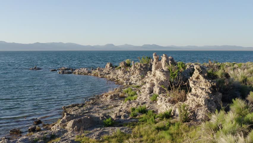 Side view of slope of Mono Lake from Tufa Pinnacles, California.