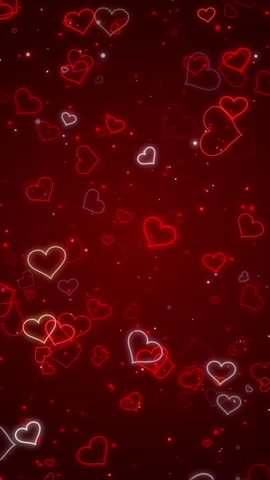 Bright retro neon heart sign on red background. Design element for Happy Valentine's Day. Loop animation. Vertical video.
