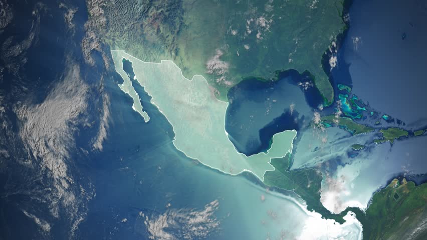 Realistic Earth Rotation And Country Zoom Mexico