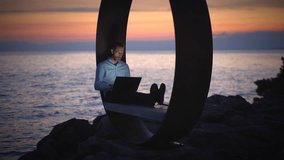 Finding remote work inspiration while watching the stunning sunset by the serene sea - Powered by Shutterstock - Get 15% off with code: PIKWIZARD15