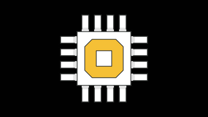Dynamic Processor icon with Color Field Line style. Ideal for AI hardware visuals, tech blogs, or data center interfaces. Smooth, modern animation.