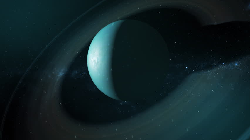 Planet Uranus, Ice Giant. A cosmic Scene of the Planet Uranus, its Asteroid Rings, and Meteor Shower. The Expanse. Strange New Worlds. Cosmos. - Powered by Shutterstock - Get 15% off with code: PIKWIZARD15