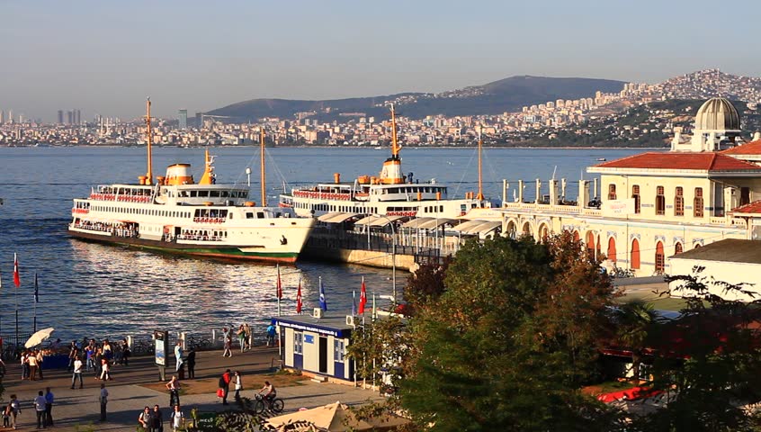 ISTANBUL - OCT 14: Port of Buyukada on October 14, 2012 in Istanbul. Buyukada is the largest of the nine of Prince Islands in the Marmara Sea, near Istanbul. Buyukada, Islands, Istanbul
 Royalty-Free Stock Footage #3710612