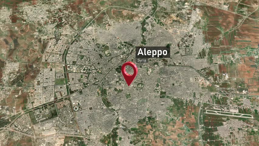 Aleppo City Map Zoom (Syria) from Space to Earth