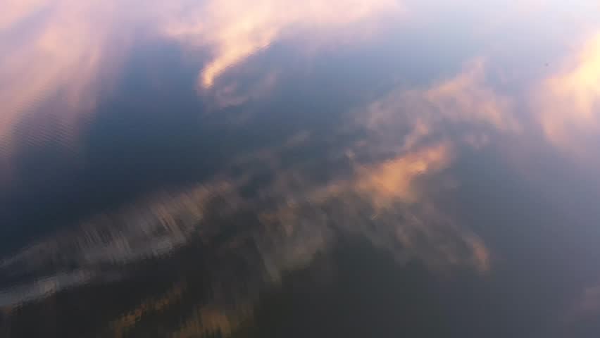 Amazing sunset over Lake Orle near Wejherowo. Poland