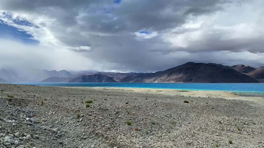 Beautiful landscape with mountains at Pangong Tso, or Pangong Lake, near Man village, situated on the border with India and China, Leh, Ladakh, India. one of the world