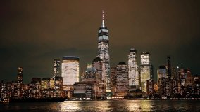 Manhattan's beautiful skyline at night, New York, United States. Panorama view of New York city skyline in Midtown Manhattan. USA, NYC, NY, Manhattan. American night city. Manhattan skyline. - Powered by Shutterstock - Get 15% off with code: PIKWIZARD15