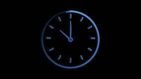analog clock on the black background .glowing neon blue color clock animation icon watch circle rotate stopwatch timer animated sign	 - Powered by Shutterstock - Get 15% off with code: PIKWIZARD15