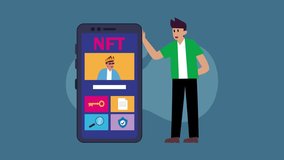 NFT Concept Illustration with Smartphone and Digital Art Avatar cartoon animation - Powered by Shutterstock - Get 15% off with code: PIKWIZARD15