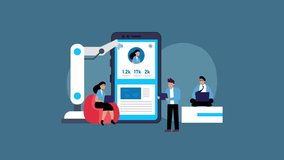 Social Media Analytics, Automation, and Digital Teamwork Concept with Mobile Technology cartoon animation - Powered by Shutterstock - Get 15% off with code: PIKWIZARD15