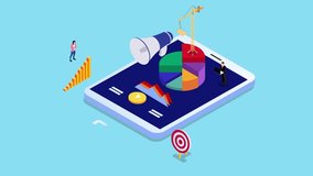 Digital Marketing and Data Analysis Concept with Charts and Devices 3d animation cartoon - Powered by Shutterstock - Get 15% off with code: PIKWIZARD15