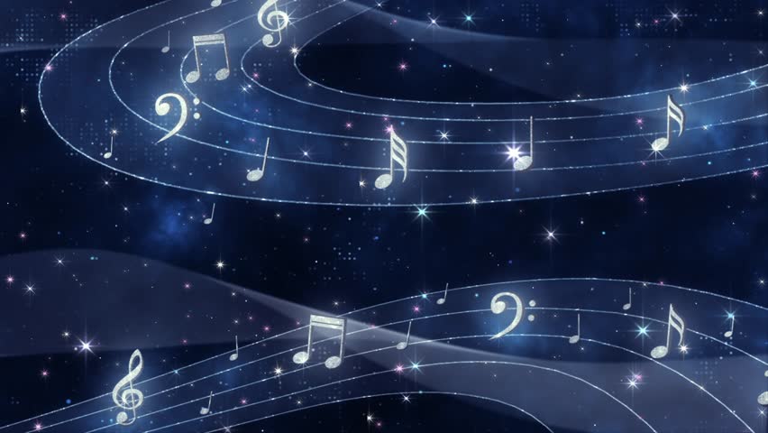 Beautiful Luxury blue music note symbol. music bar line particles trail on space. magical stardust glowing, for ceremony event, Digital Art, Modern background, motion design, Loopable, LED, 4K