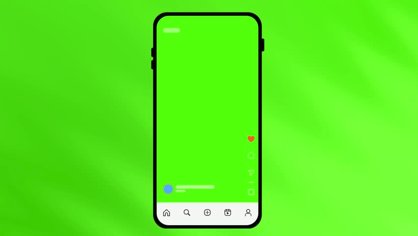 Green Screen Phone Animation - Social Media Video Design with Modern Smartphone Interface on Green Chroma Background