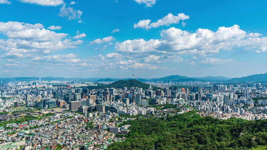 Time Lapse Video Aerial view of Seoul, South Korea.