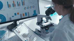 The scientist studies the interaction of drugs with molecules in the body, improving pharmacological treatments. A microbiologist examines various types of microorganisms, uncovering their health - Powered by Shutterstock - Get 15% off with code: PIKWIZARD15