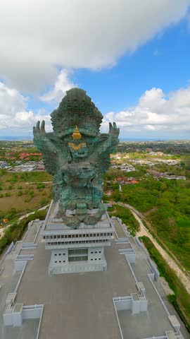 Cinematic FPV shot of Garuda Wisnu Kencana Statue in Bali, Indonesia