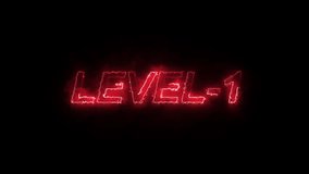 Neon level up sing. You Climbed to a upper Level .Level 01 text font with neon light Animation on black background, Game concept - Powered by Shutterstock - Get 15% off with code: PIKWIZARD15