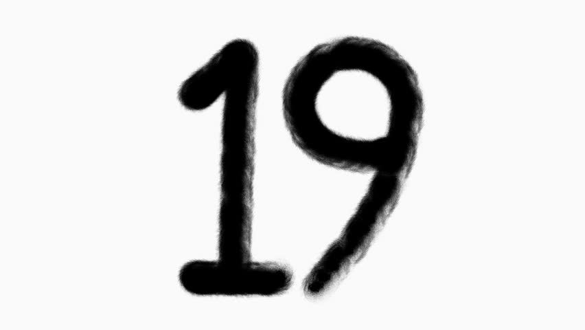 Number 19 Hand Drawn Animation With Brush Stroke For Education And Business Concept