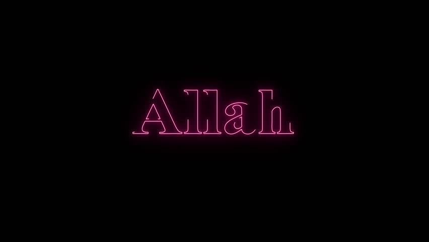 Allah Name neon text animation , colorful Name of Allah