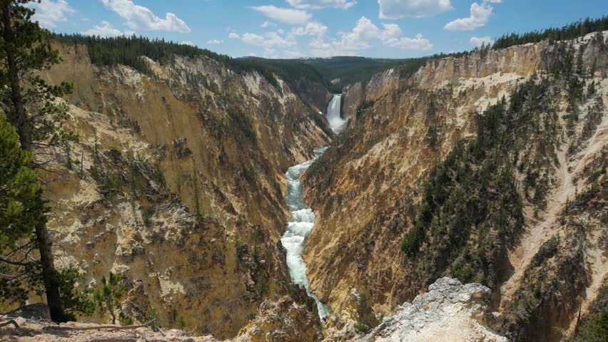 Rocky canyon river and waterfall in american landscape.