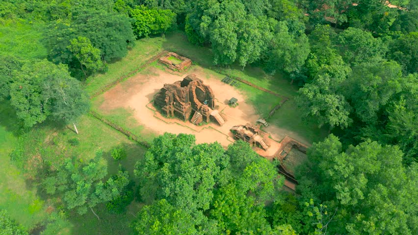 Aerial view on My Son Sanctuary, Unesco Heritage in Da Nang, Vietnam