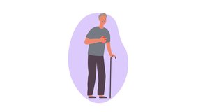 2D Animation of Senior Man with Heart Attack | Health Issues | Transparent Background (Alpha Channel) - Powered by Shutterstock - Get 15% off with code: PIKWIZARD15