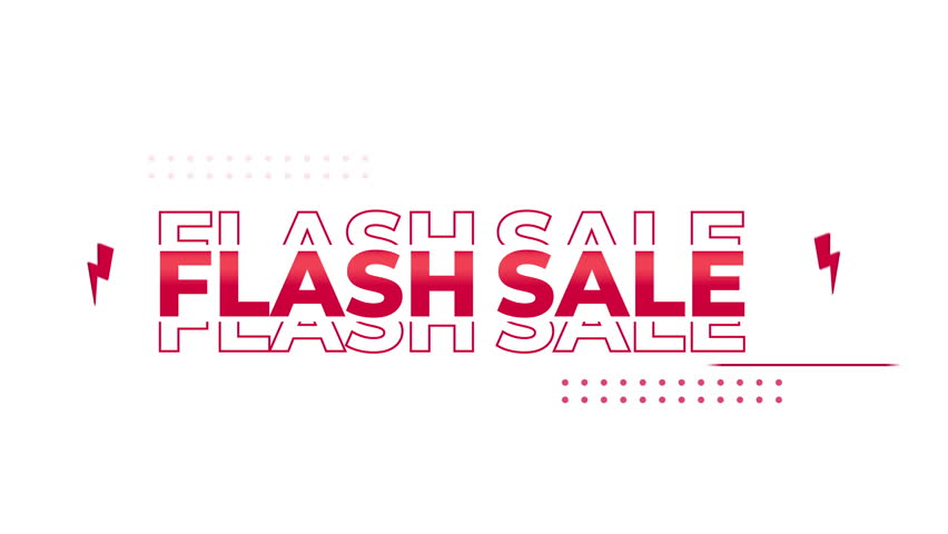 Flash sale banner motion graphic in white background and green screen. Features animated text perfect for promotions, e-commerce, and social media ads.