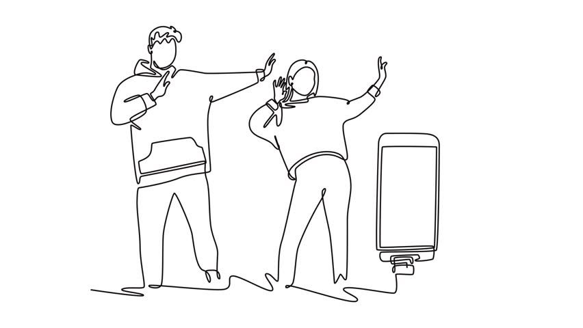 One continuous line drawing of live streaming concept. Full length animation illustration. High quality 4k footage.	